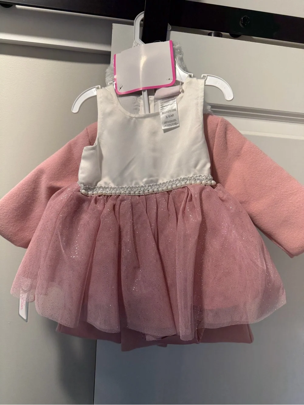 Little Lass Pink Coat Set with Faux Fur Collar - Picture 3 of 6